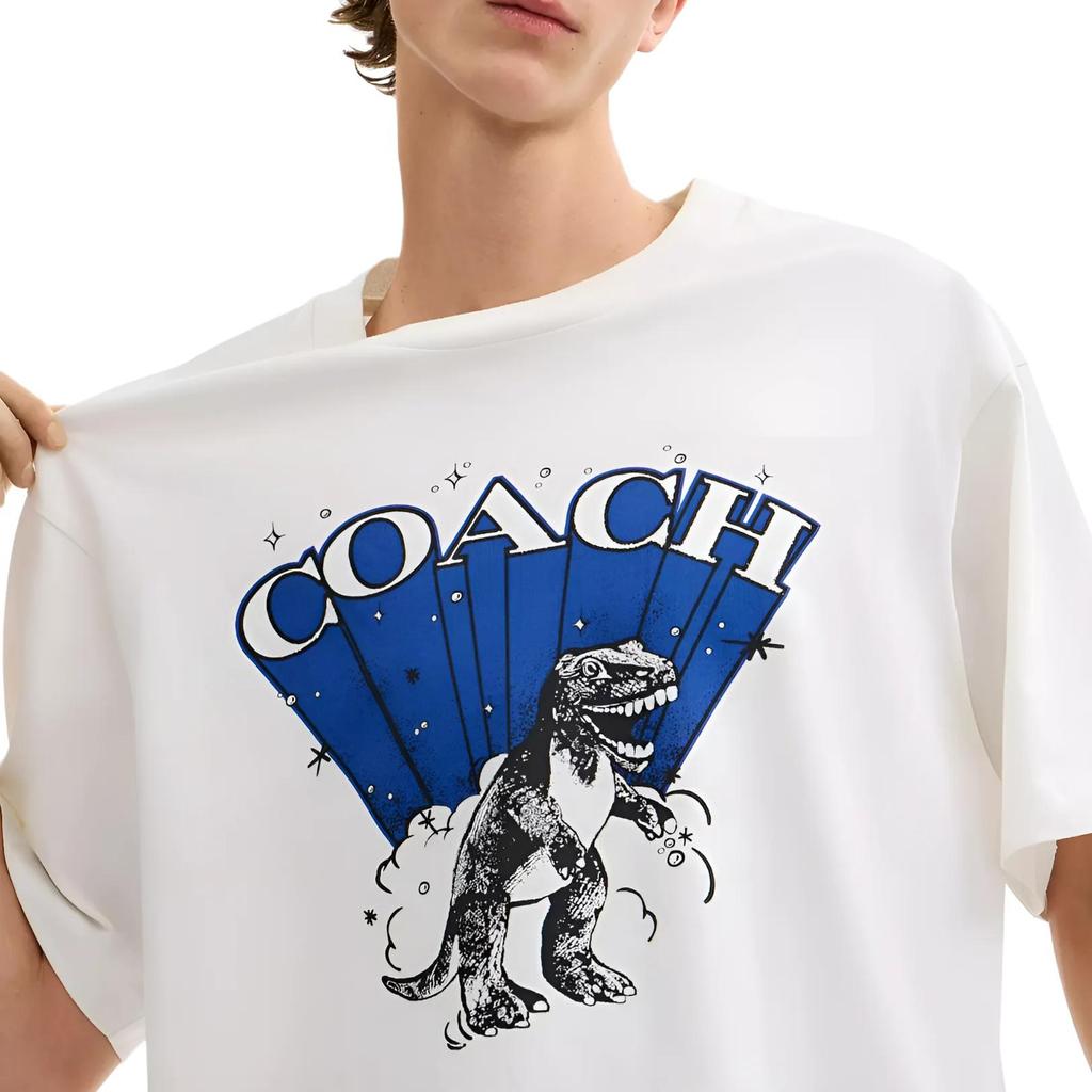 COACH T-Shirts Men's White Crew Neck Moderate (Unisex) T-Shirts CCT56 YHO