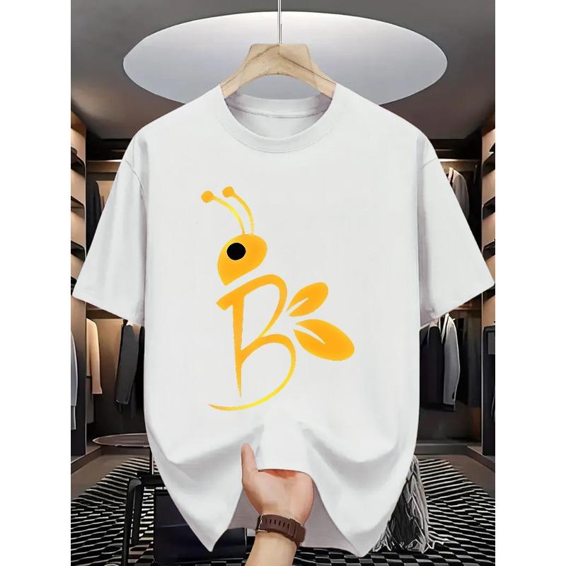 European sizes Summer Men'S Fashion Short-Sleeve T-Shirt with Letter Pattern Print