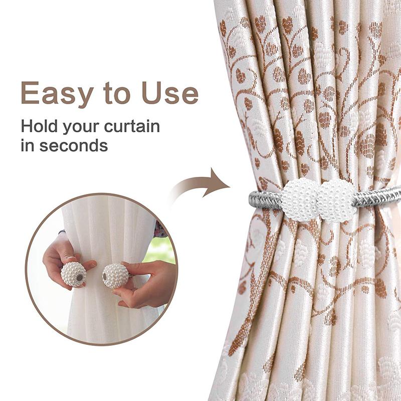 2 adet inci manyetik perde klipsi perde tutucular geri kravat toka klipleri asılı top toka kravat arka perde dekor aksesuarları