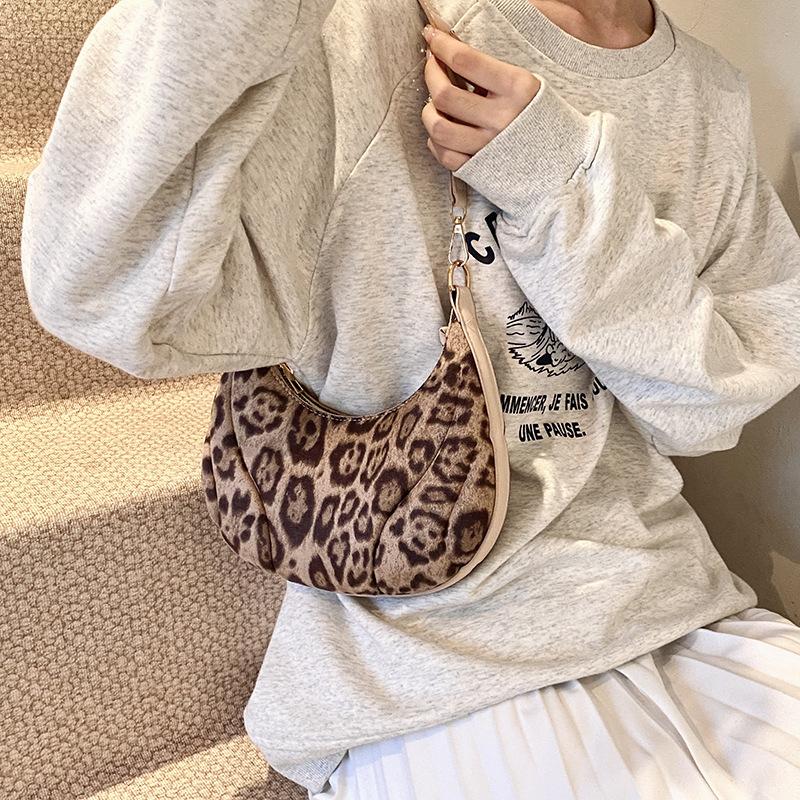 Fashion Brown Leopard Shoulder Bags PU Leather Versatile Underarm Bag Vintage Small Purse and Handbags For Women KTY