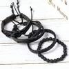 4pcs Casual Vintage Leather Adjustable Bracelet Set, Suitable For Men's Daily Wear, Birthday, Party, Date, Gift