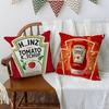 Funny H-heinzS Ketchup Label Pillow Case Soft Plush Fabric Double Sided Print Decorative Home Living Room Gift Cushion