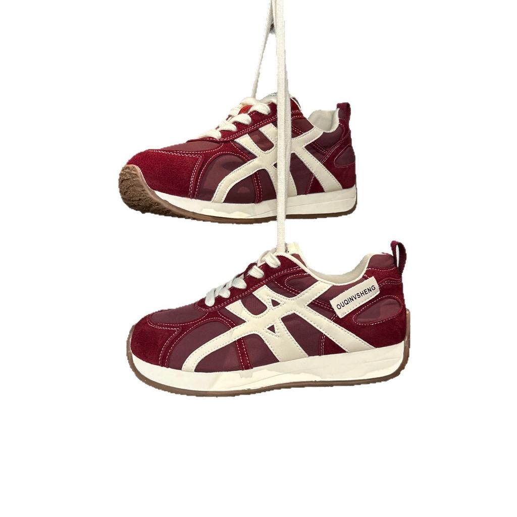 Leather inner height increase German training shoes women's 2025 new ins super fire platform versatile Forrest Gump shoes casual sports board shoes