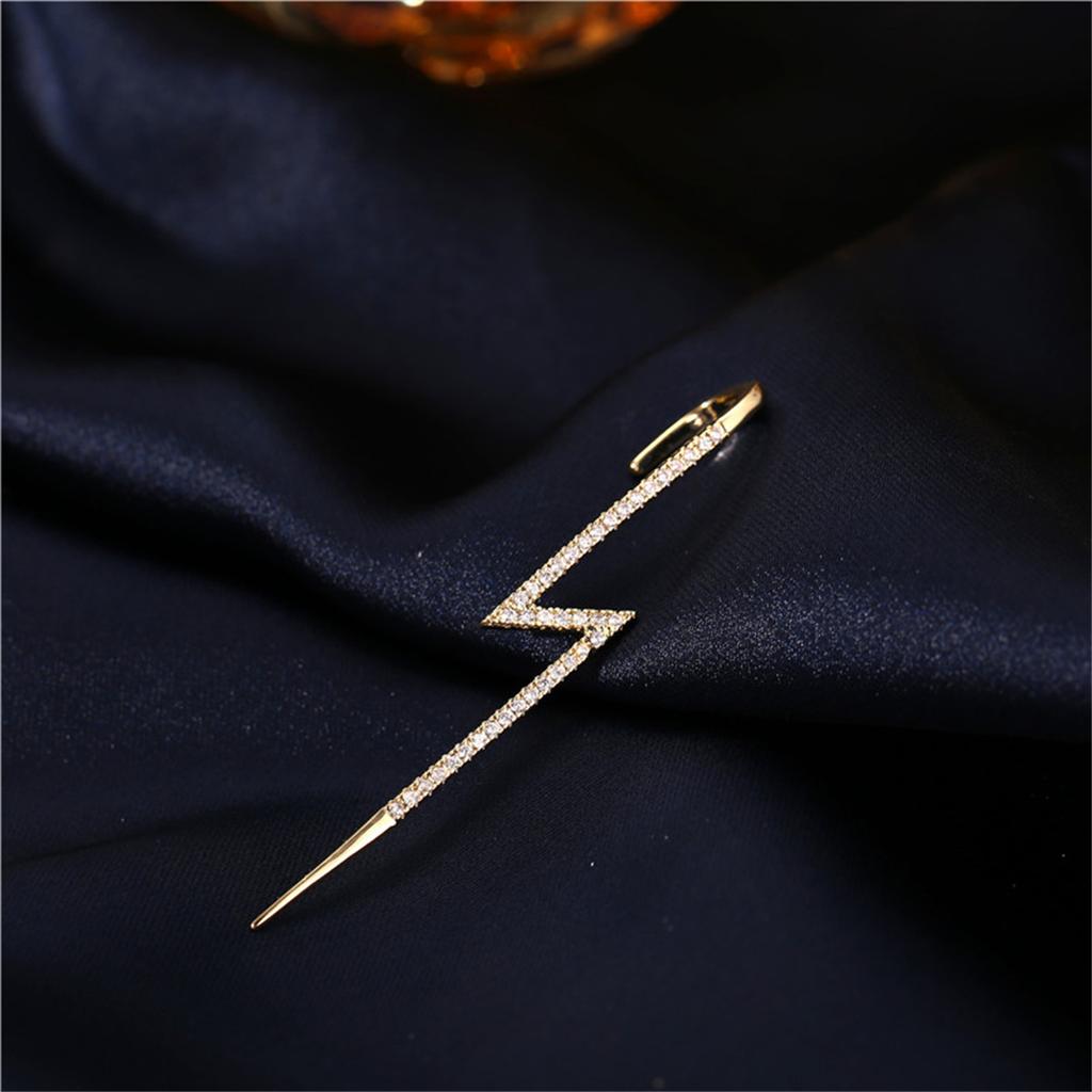 1PC Trendy Punk Shiny Rhinestone Lightning Stud Earrings For Women Ear Hooks Long Needle Piercing Climber Earrings Party Jewelry