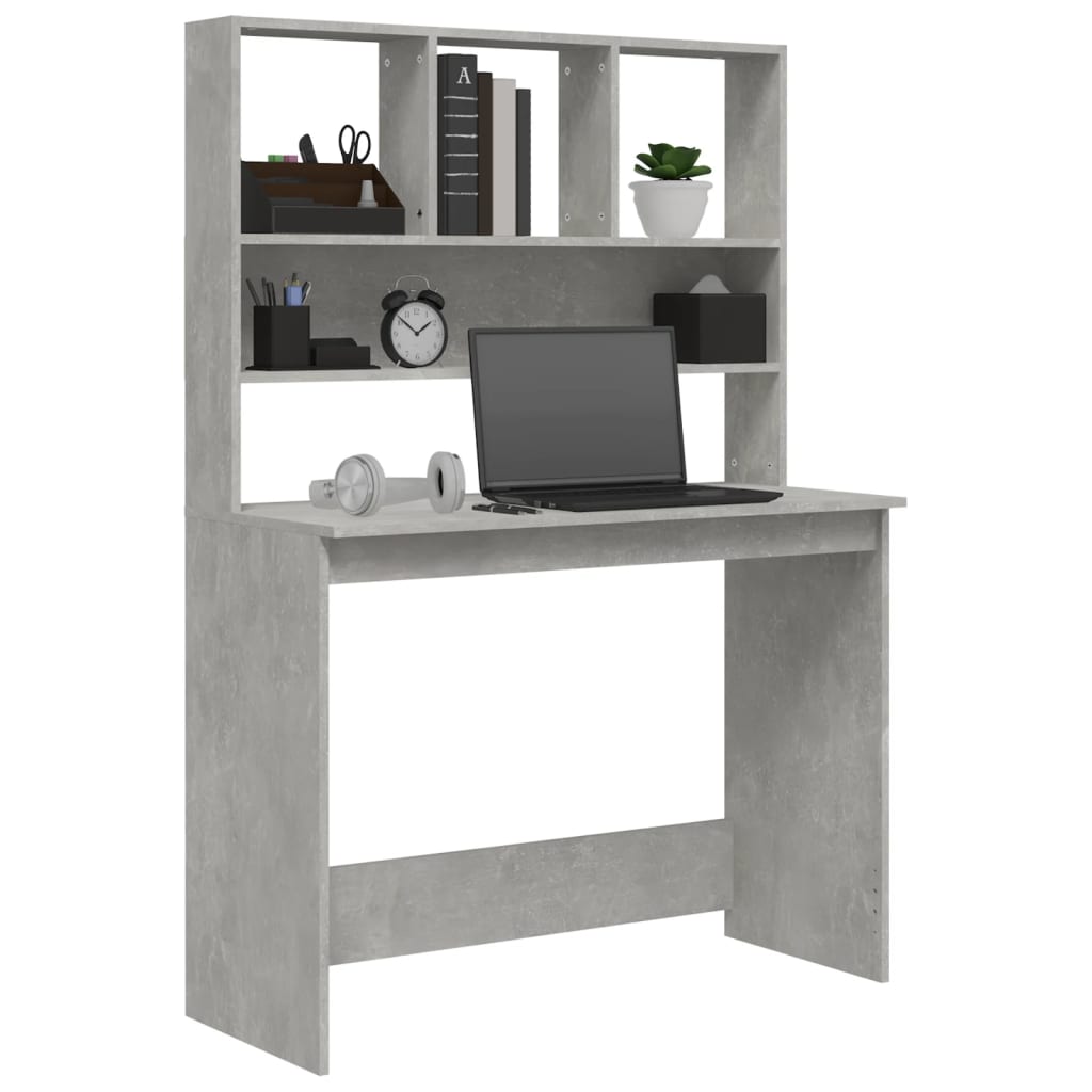 Desk with Shelf Concrete Grey 102 x 45 x 148 cm Particleboard