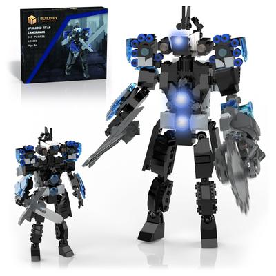 Skibidi Toilet Upgraded Cameramen Building Sets Cameramen Holding Sword and Buzzsaw Fun Meme Character Skibidi Toy Creative