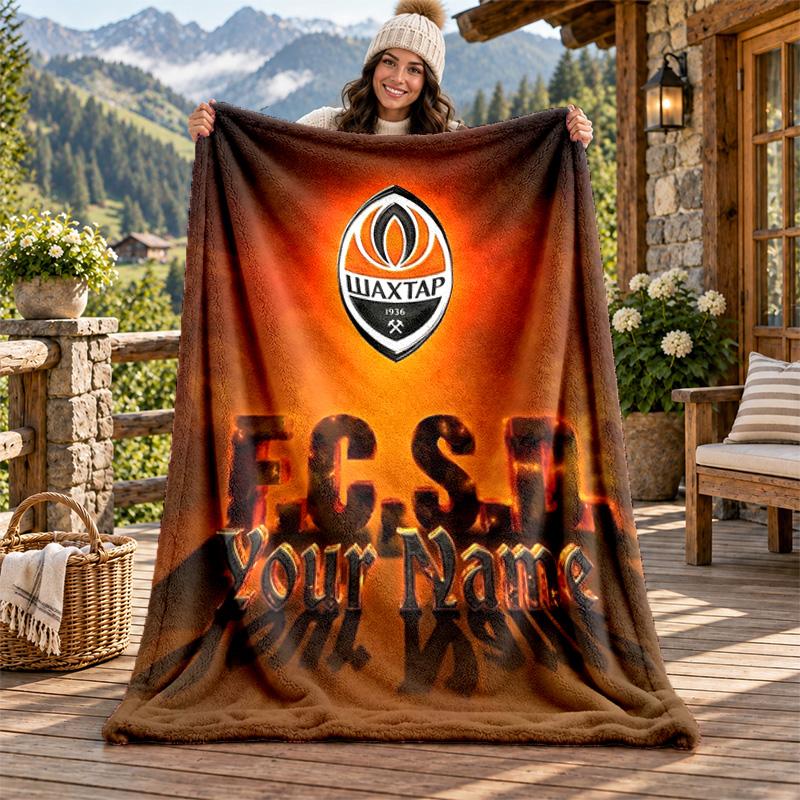 FC Shakhtar Donetsk Custom Name Flannel Blanket Personalized Soft Warm Plush Throw Blanket Customized Gift for Family Friends