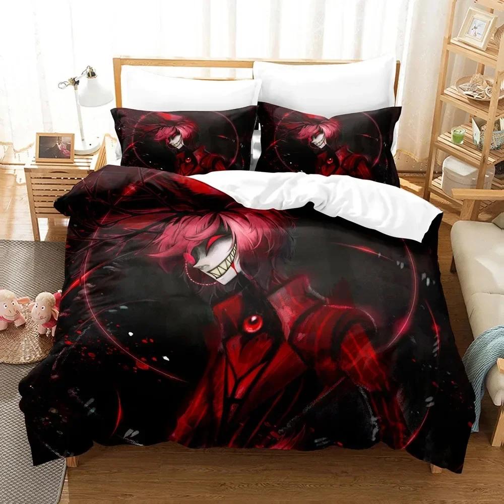 Hazbined Hotel Cartoon Charlie Vaggie Alastor AD Bedding Set Printed With Pillowcase Duvet Cover Soft Single Double Queen King