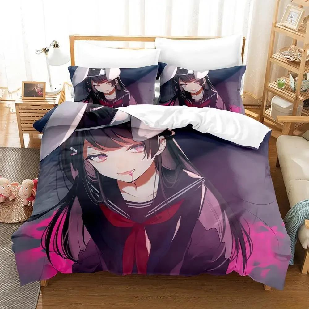 New Virtual Youtuber Tsukino Mito Bedding Set Cartoon Anime Three-piece Set Adult Kid Bedroom Duvet Cover Sets 3D Kawaii Girls