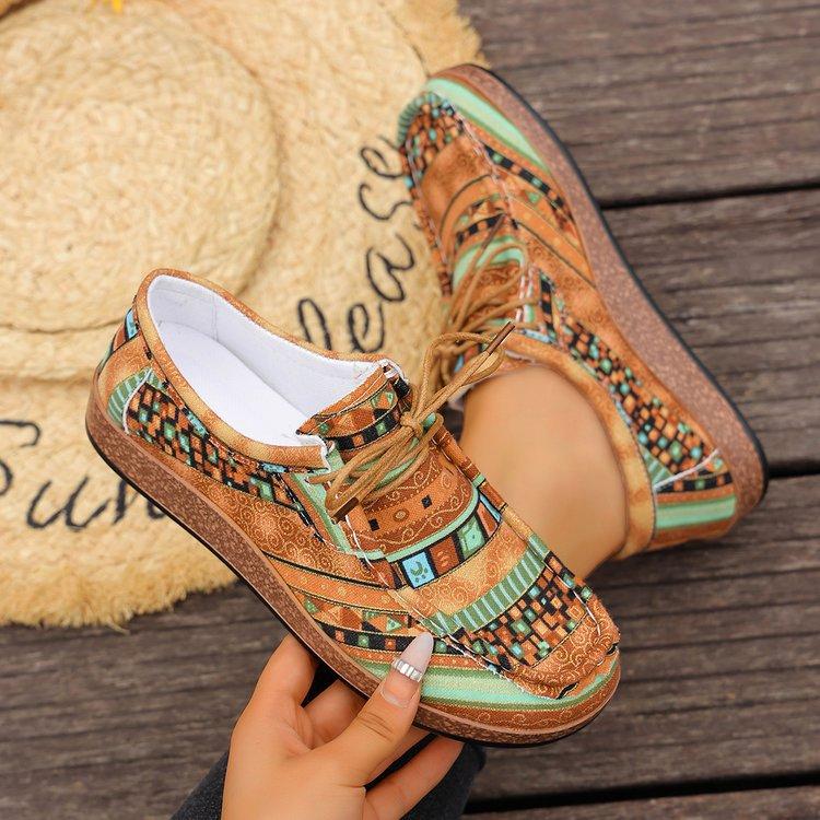 Casual large size light mouth lightweight single shoes autumn bohemian women's comfortable soft-soled flat heels