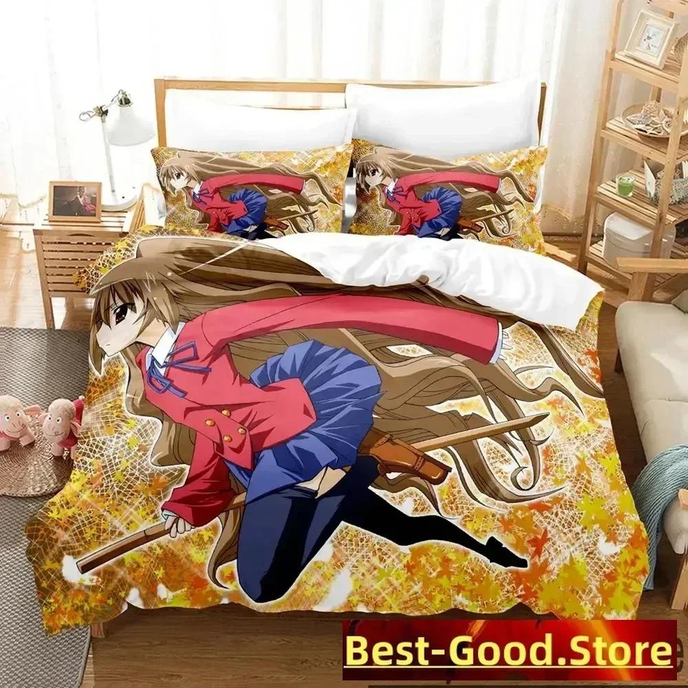 Anime Toradora TIGER DRAGON Bedding Set Duvet Cover Sheet Printed Bed Set Pillowcase Bed Full Queen King Size Comforter Bedroom