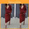 Elegant Woman Fashion V-neck Long Sleeve Winter Sweater Dress For Stylish Looks