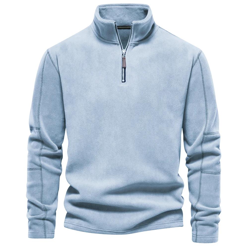 STORN Mens Thicken Warm Fleece Sweatshirt Jacket Quarter Zipper Mock Neck Pullover Men's Sweatshirt Soft Shell Mens Jacket