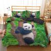 Panda Duvet Cover Set 3D Printed Wild Animal Cute Panda Comforter Cover Twin Queen King Sizes For Kids Polyester Bedding Set