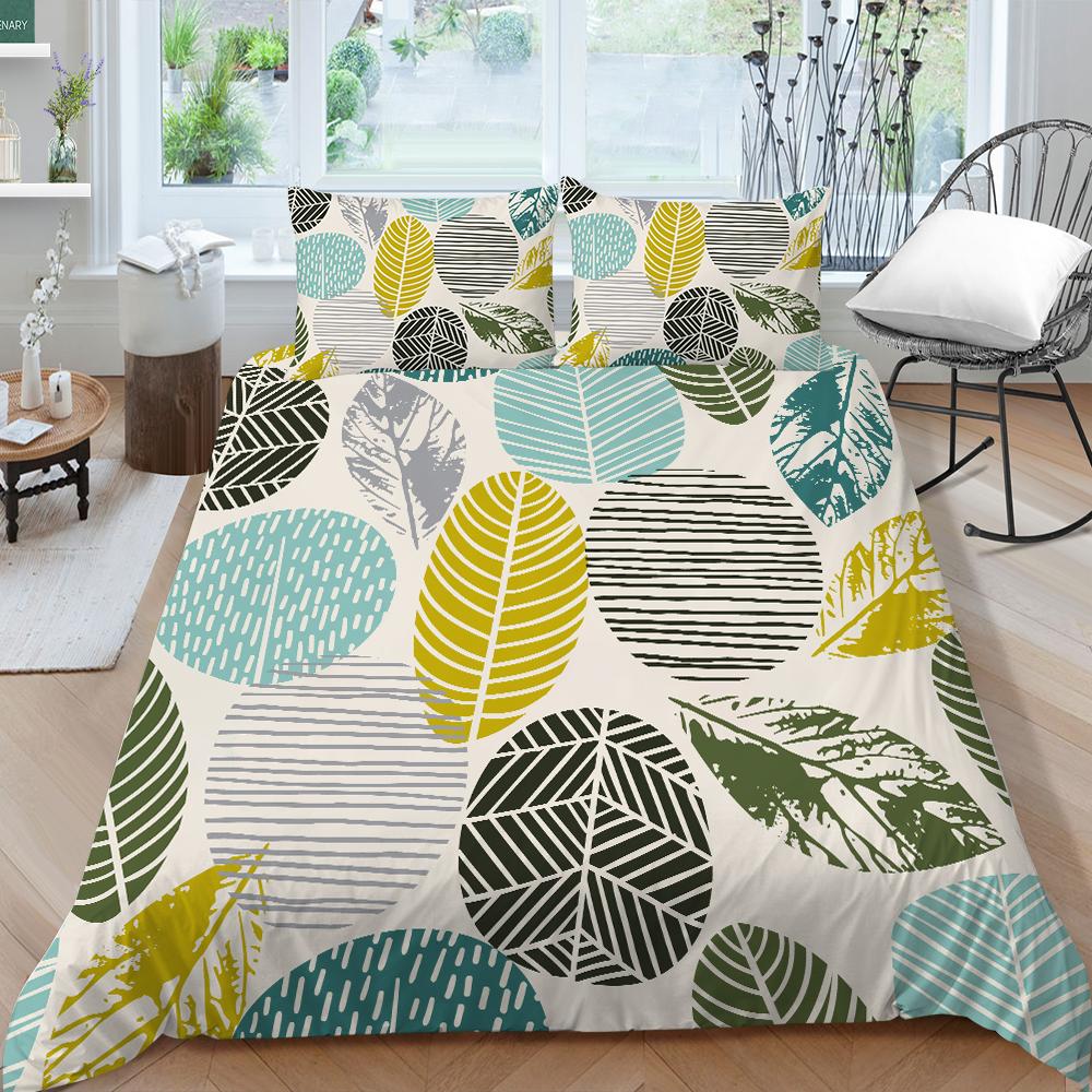 Duvet Cover Set Leaf Pattern Bedding Set Cover Plant Bedding Suit Soft Home Textiles Girl Quilt Cover Single Size Pillowcase