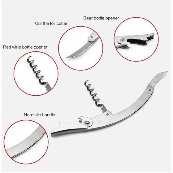 10pcs Stainless Steel Waiters Corkscrew with Foil Cutter 6