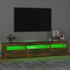 Vidaxl Szafka Pod Tv Z Oświetleniem Led, Przydymiony Dąb, 195X35X40 Cm