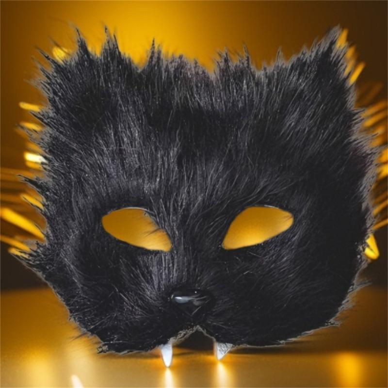Plastic Long Hair Foxes Party Mask Lightweight Unisex Costume Accessory For Balls Stage Shows And Role Playing