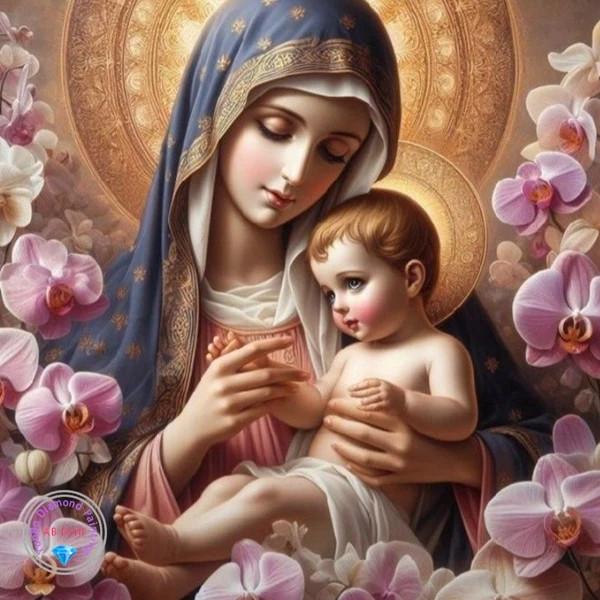 

Алмазная вышивка 5d Мозаика Дева Мария Домашний декор Икона Роза Алмазная живопись Новый Портрет Религиозные Стразы Round 20x20cm