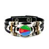 Factory National Country Flag Design Bracelet Crystal Bead Snap Button Sports National Team Jewelry Gift Leather Wrap Bracelet