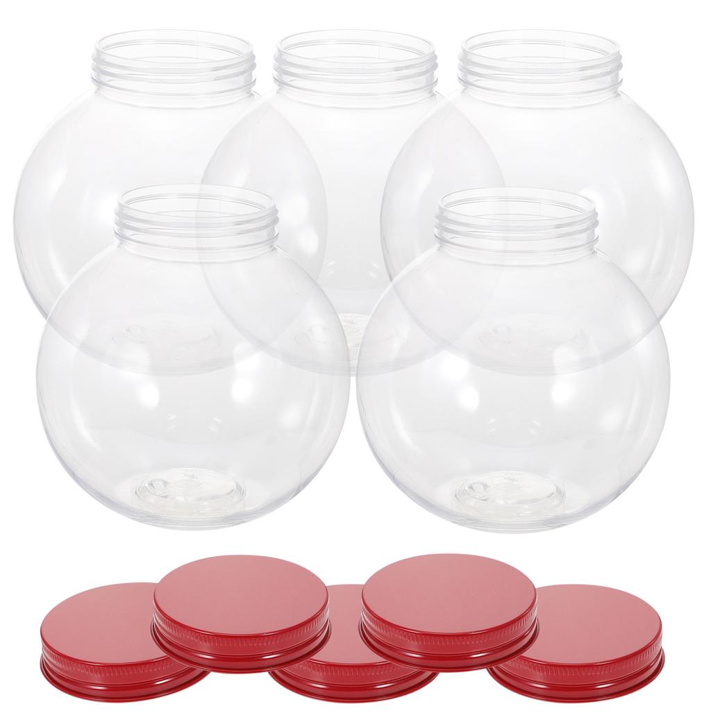 5Pcs Round Candy Jar for Christmas Party Favors Treats Storage Container Gift Packaging Box Holiday Dessert Display