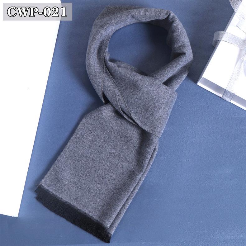 2025 Winter Men's Black Grey Plaid Imitation Cashmere Scarf