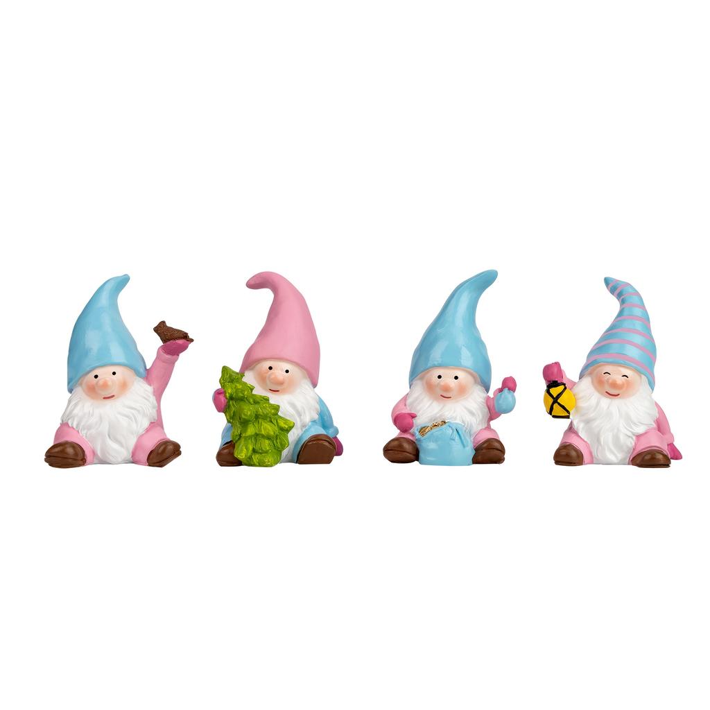 4PCS/set Christmas Ornament Mini Resin Old Man Snow House Saint Christmas Tree Small Pendant Holiday Party Birthday Best Gifts