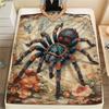 1PC Retro Spider Snake Print Flannel Blanket, High quality All Seasons, Home Decor, Warmth and Comfort, Perfect for Christmas Gifts