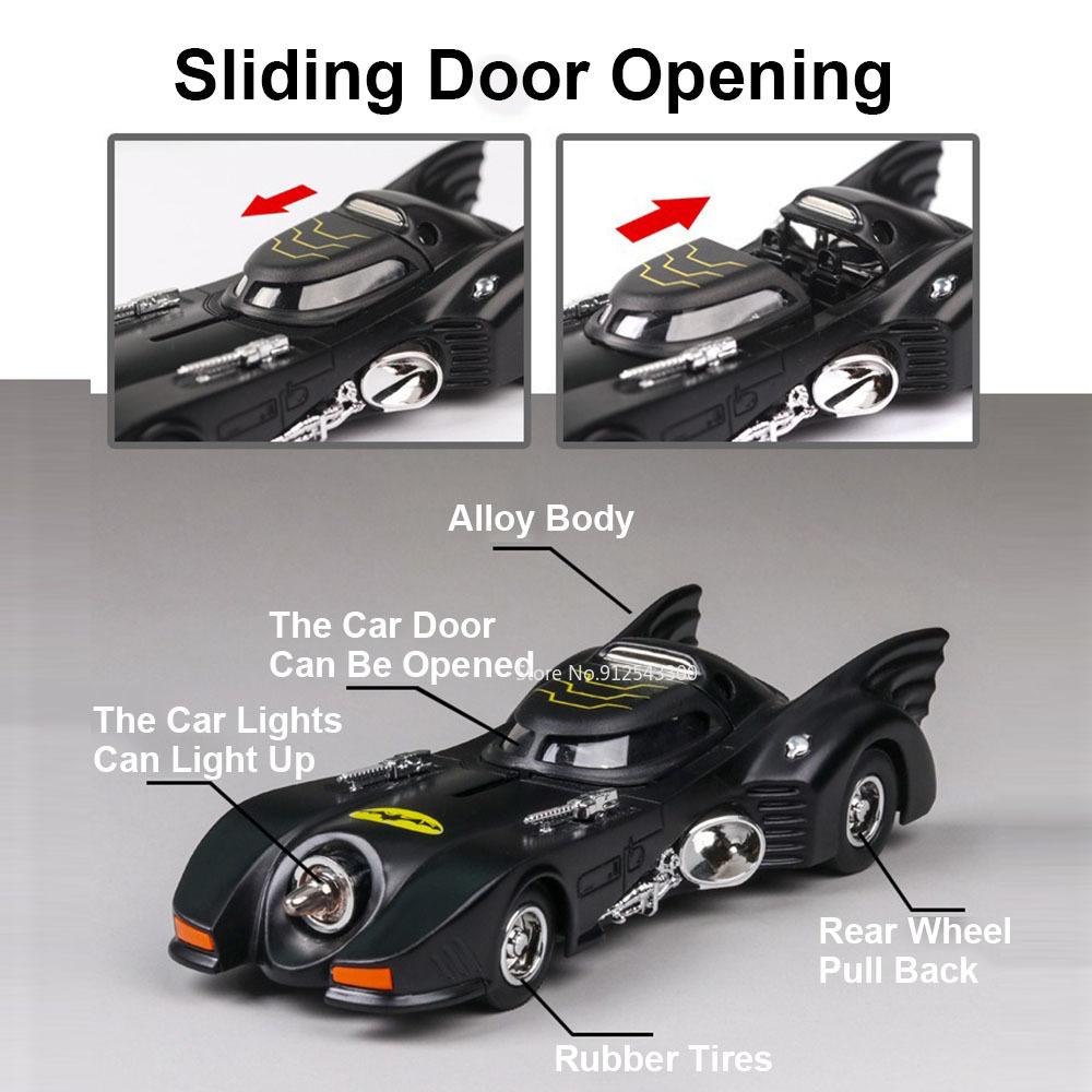 1/38 Alloy Batmobile Toy Car Model Alloy Diecast with Pull Back Sound Light Model Vehicles Collection Toy for Boy Birthday Gifts