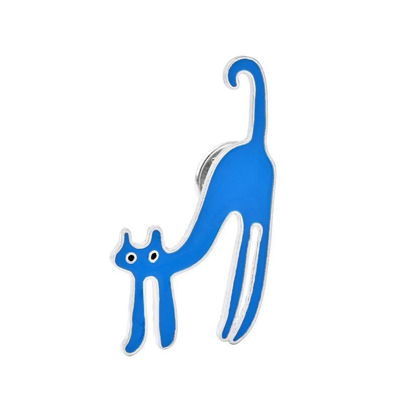 

Funny Long Body Cats Design Enamel Brooches White Blue Black Red Colors Kitten Kitty Metal Brooches Pet Owner Badge