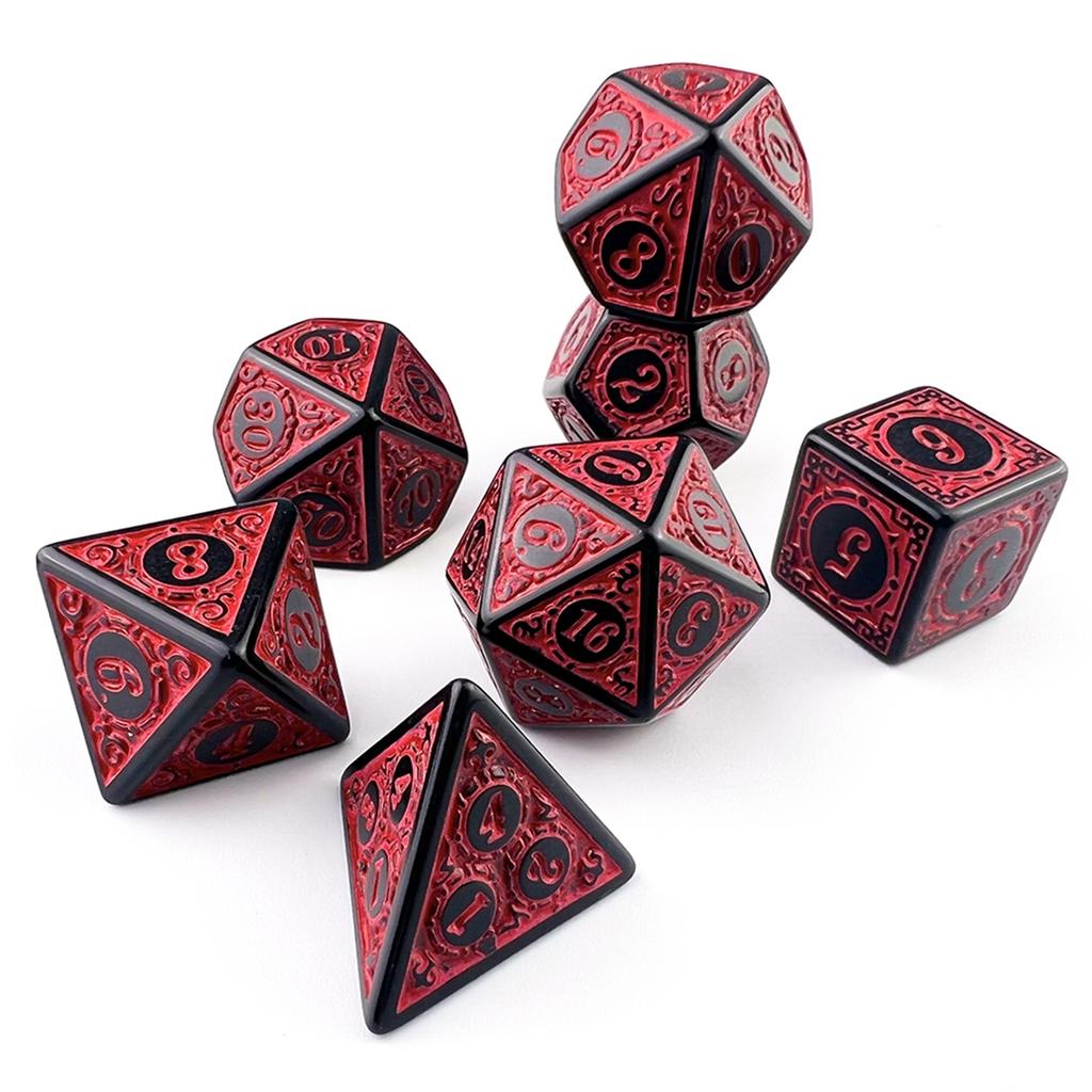 New Polyhedral Dice Set 7Pcs With Textured Patterns, Includes D4 D6 D8 D10 D12 D20 For Dnd Rpg Tabletop Board Game Accessories