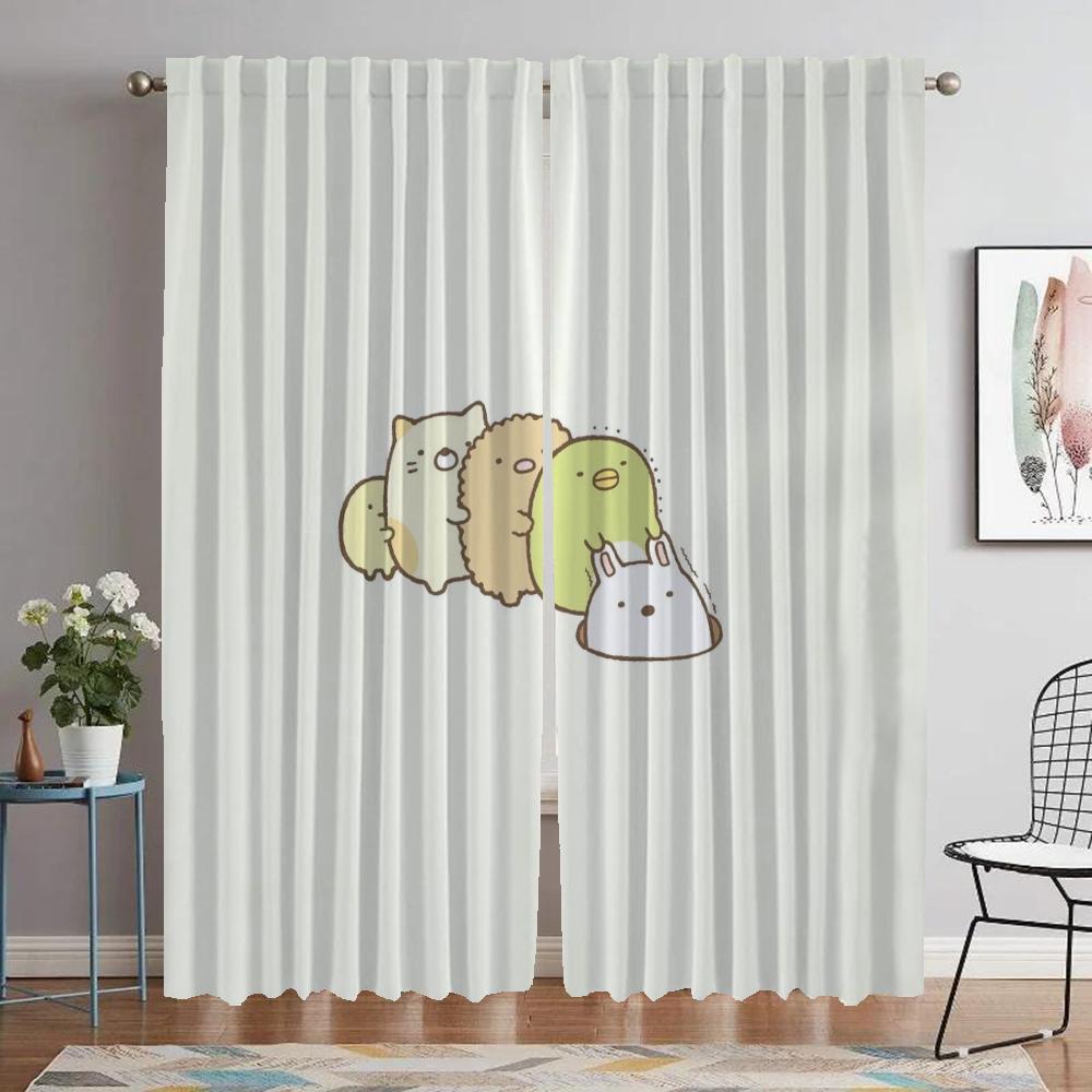Anti-mosquito Curtains for Living Room Sumikko Gurashi Partition Home Interior Curtains 2 Pieces Blackout Curtain Shades Kitchen