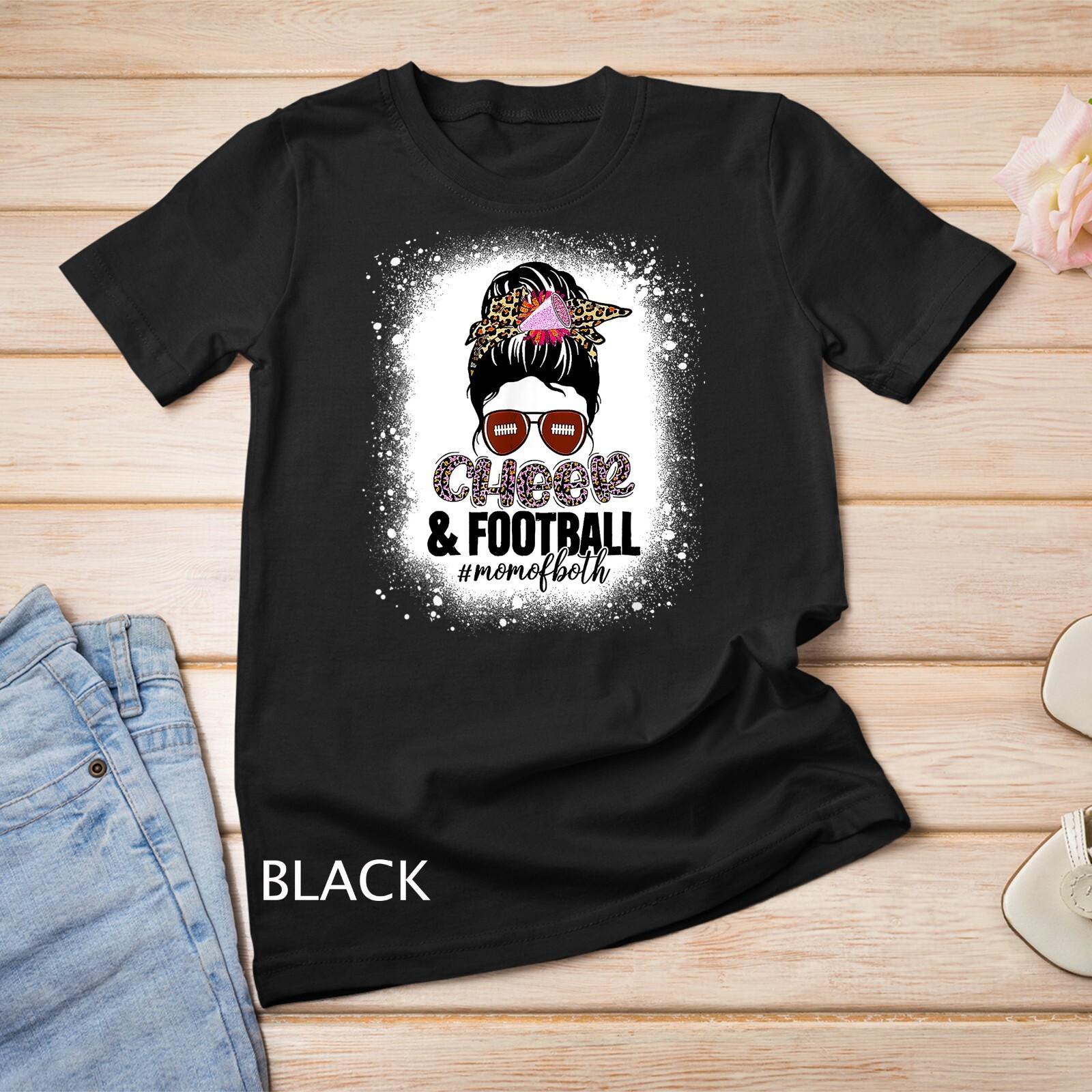 Funny Cheer Football Retro Cheerleading Mom Of Both Messy Unisex T-Shirt Mens Womens Tees Top S