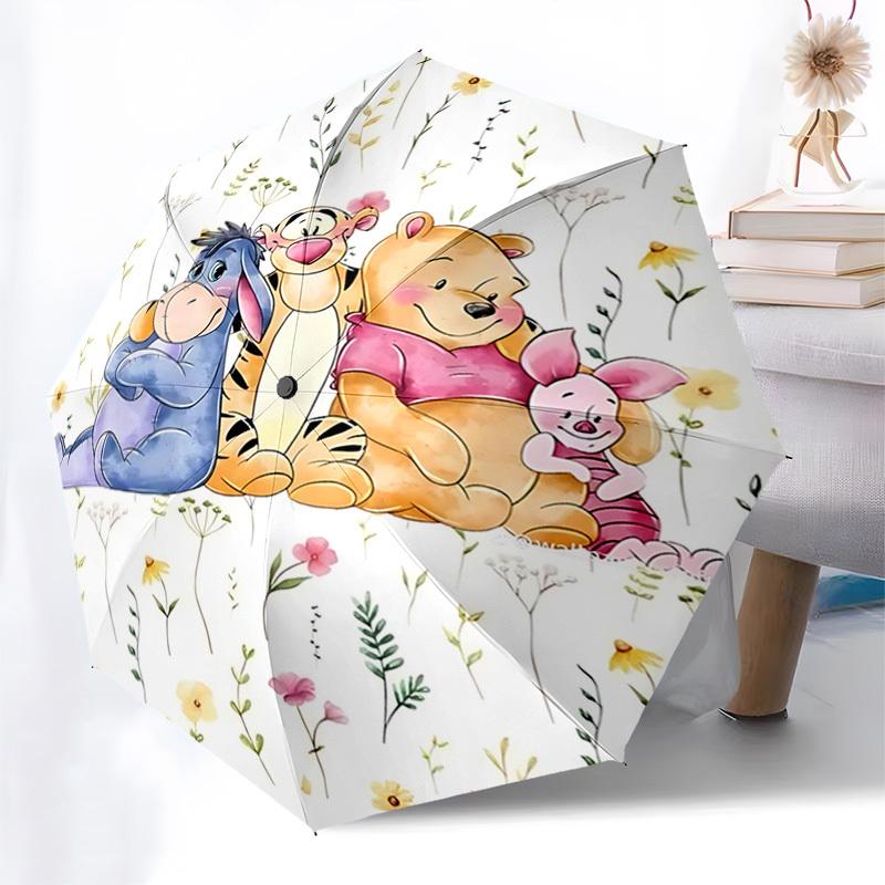 Ombrello Automatico Apri e Chiudi a Tema Winnie the Pooh e Amici, Ombrello Portatile Colorato con 8 stecche, Adatto per Uomini e Donne, Un Perfetto