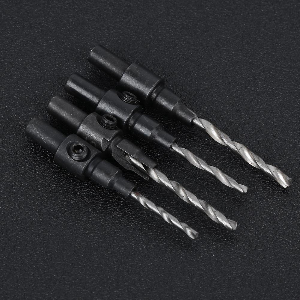 4PCs Countersink Drill Bit Conical Round Valve Rod Wrench Hand Tool Woodworking Accessory