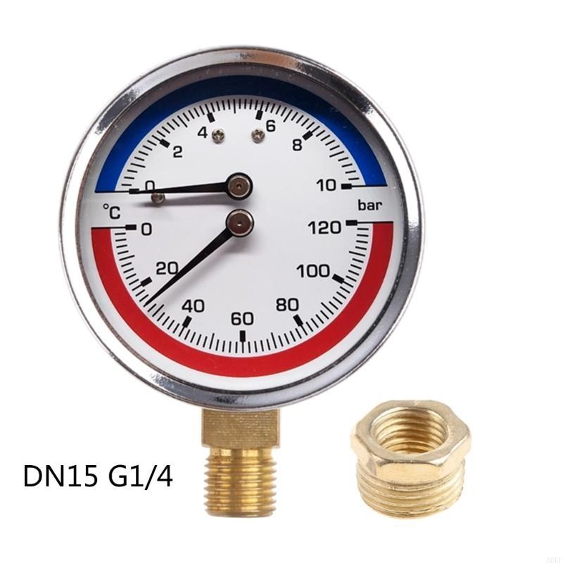 Thermomanometer Boiler Temperature & Pressure Gauges 0-120 ℃ 0-10 Bar Fittings A0KF