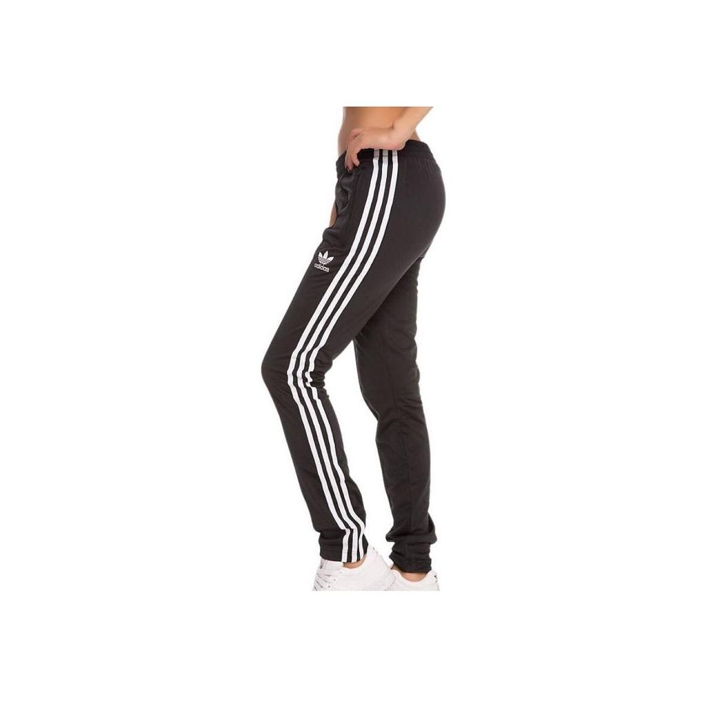 adidas Barevně blokované elastické pasové kalhoty slim fit pro volný čas dámské spodky černé AY8119