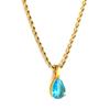 New Fashion 1 Piece 316L Pink Teardrop Crystal Pendant Necklace 40+5cm Golden Hemp Rope Chain Female Sweet Romantic Jewellery