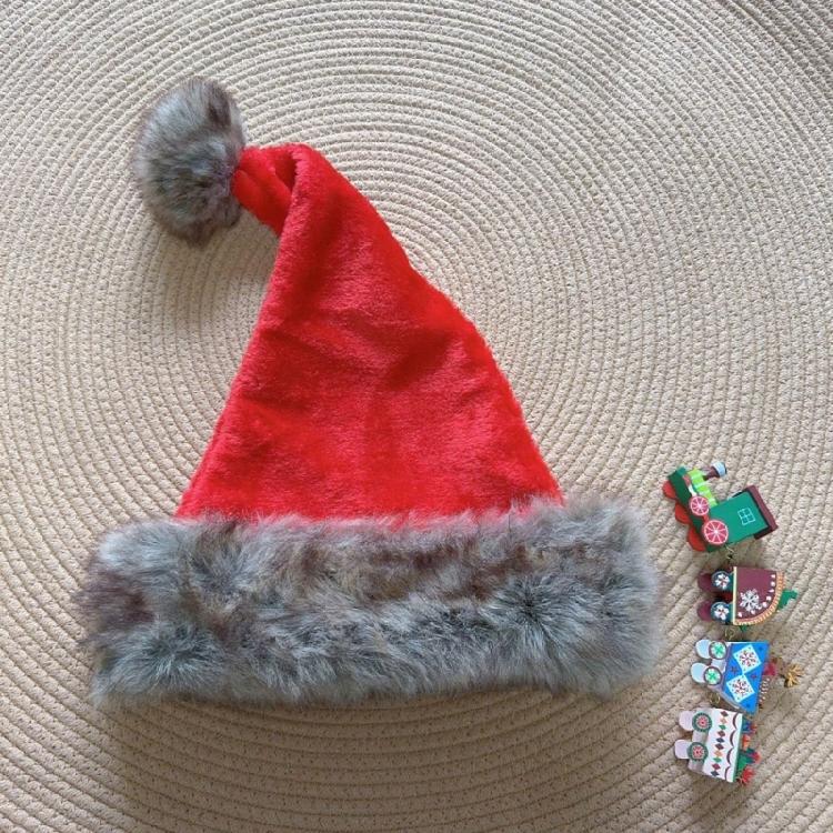 Traditional Red Santa Hats For Adult Holiday Costume Accessory Plush Christmas Hats for Festival Celebration Gathering