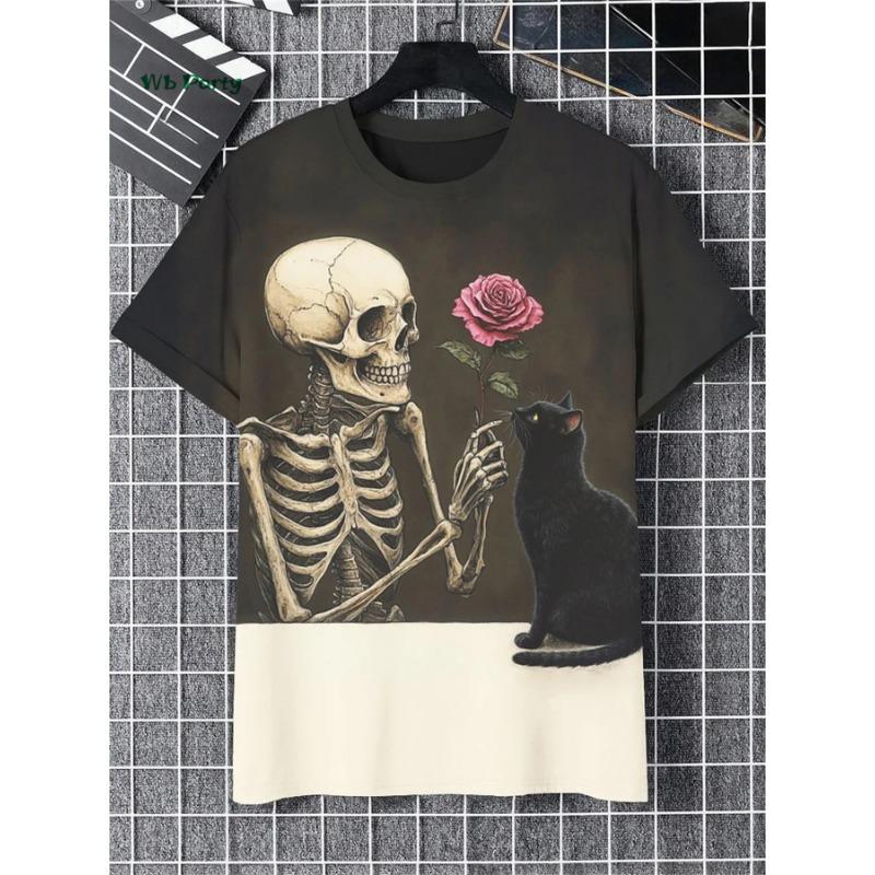 Fashion Men's T-Shirt 3D Cat Print Short Sleeve T-Shirt Art Design Funny T Shirt Summer Street Casual Oversized Men's Clothing