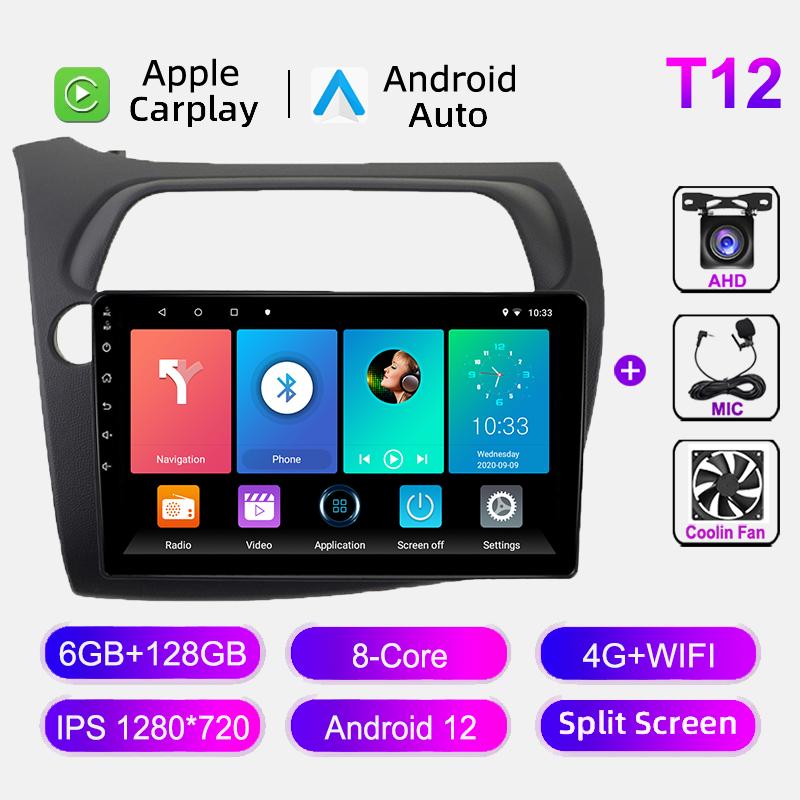 9" Car Multimedia Player For Honda Civic Hatchback 2006-2011 WIFI BT Carplay GPS Navigation Radio Stereo Head Unit Android Auto