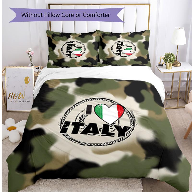 Set Lenzuola Stampate Calcio Italia 3 Pezzi Copriletto Traspirante Accogliente come Regalo per Inaugurazione Casa o Vacanze
