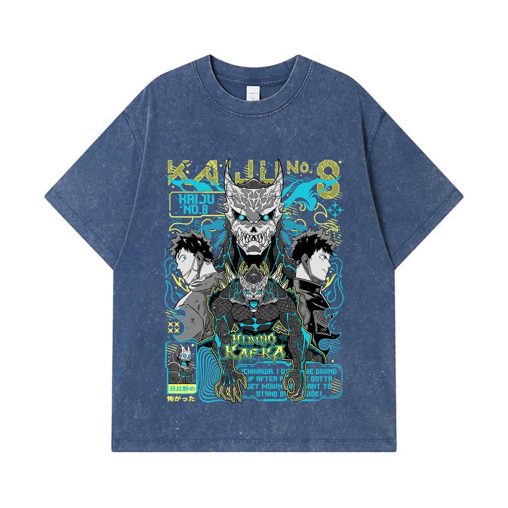 275 GSM Washed T-shirts 100% Cotton Kaiju No 8 V20 Kafka Print Unisex Heavy Cotton T Shirt