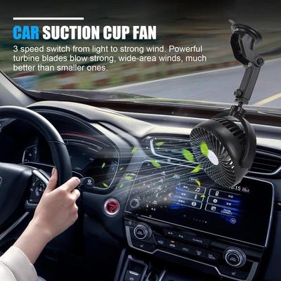Battery Powered Fan For Car Rechargeable Fan Portable Rechargeable Quiet 360 Adjustable Suction Cup 3 Speed Ventilating Blower