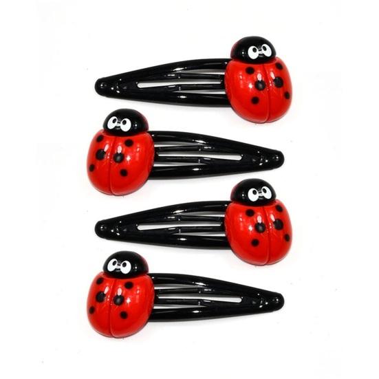

4Pcs Girl Hair Clips Ladybug Design Non-Slip Snap Hair Barrettes Kids Hair Pins Girls Red Hair Accessories 4pcs