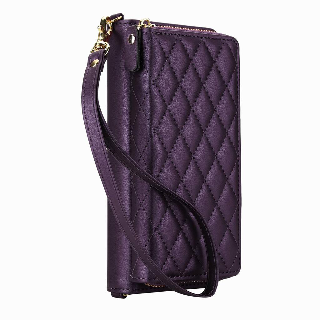 WEFOR Crossbody Wallet Case for Samsung Galaxy Z Fold 7 6 5 4 3 RFID Zipper Flip Cover Card Slots Kickstand Wrist Strap Purse