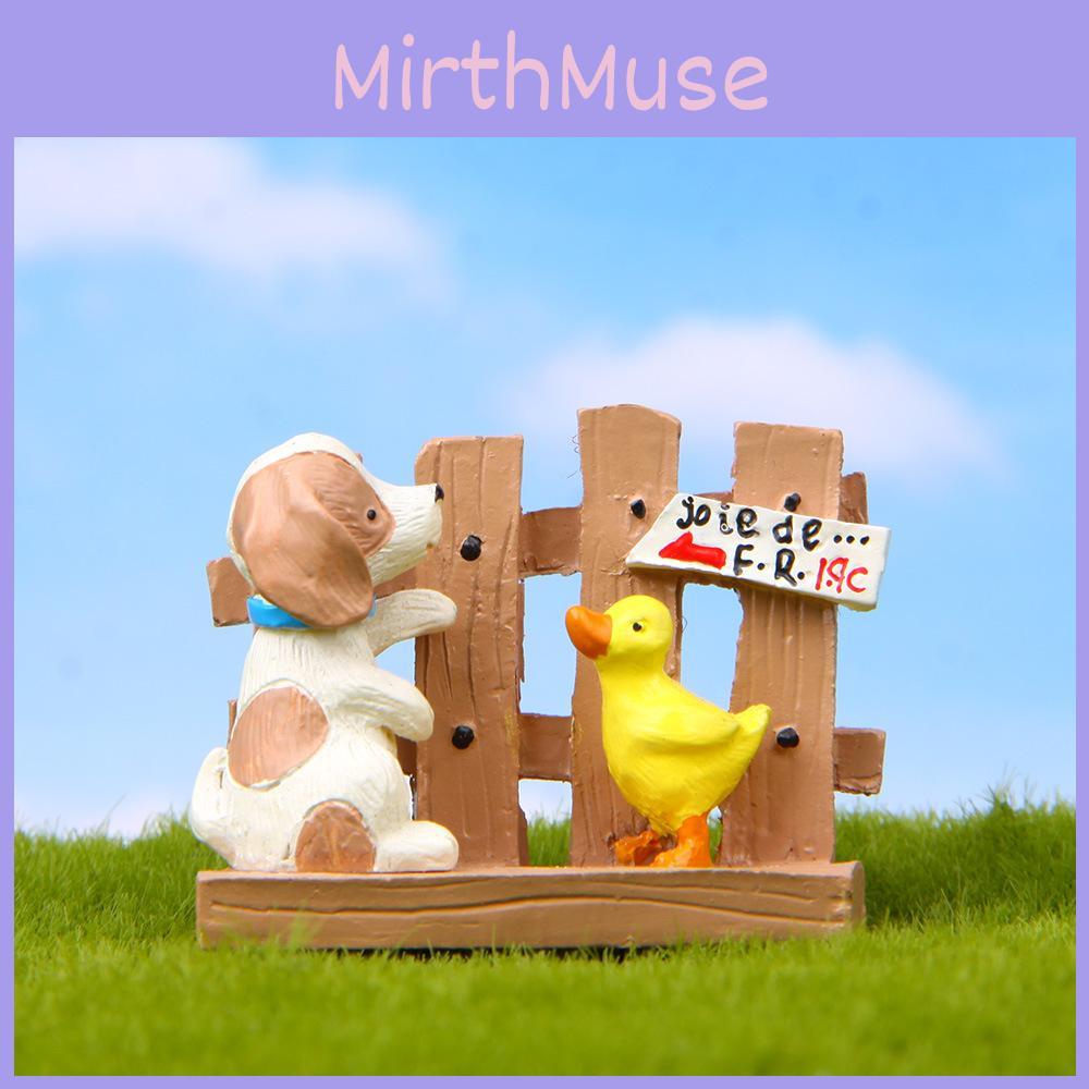 Söt Tecknad Staket Anka Hund Mini Modell Prydnad För Trädgård Miniatyr Dekor Och Fotorekvisita