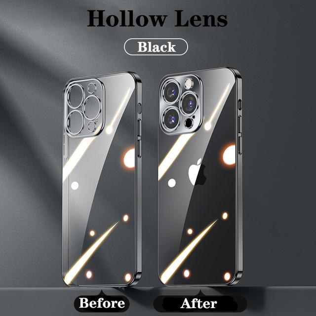 Official Plating Ultra Thin Clear Case For Iphone 14 13 12 11 Pro Max Mini Xs X Xr 7 8 Plus Camera Protector Hd Glass Flim Cover