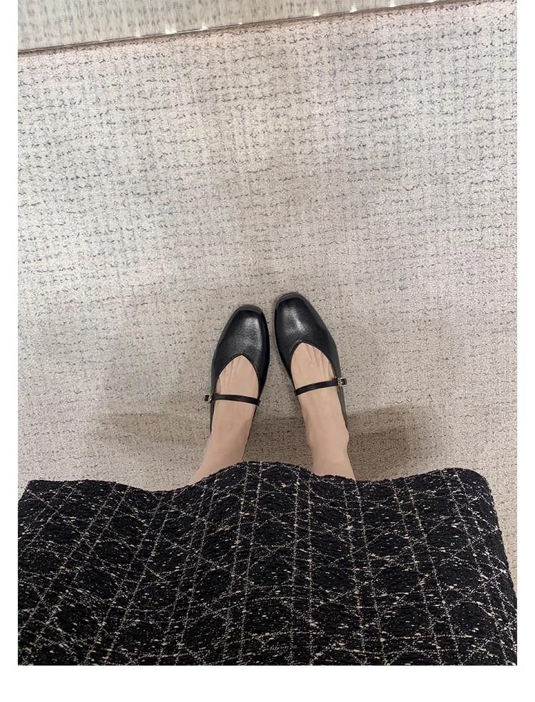 

[Су Иинь в том же стиле] Две версии~ 3,5 см внутренняя танкетка, головка с бриллиантовой пряжкой, женские туфли-лодочки Мэри Джейн с полупяткой 40