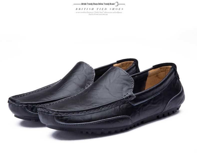 British Style Men's Plus Size Leather Driving Moccasins for Spring & Autumn